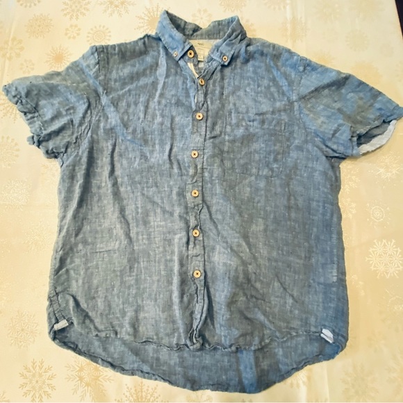 Report Collection Men's Blue Thatched Button Down - L